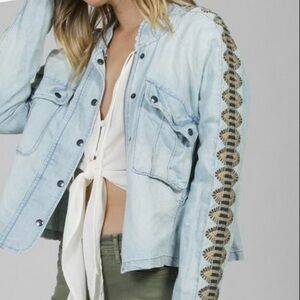 Free People Chambray Patterned Sleeve